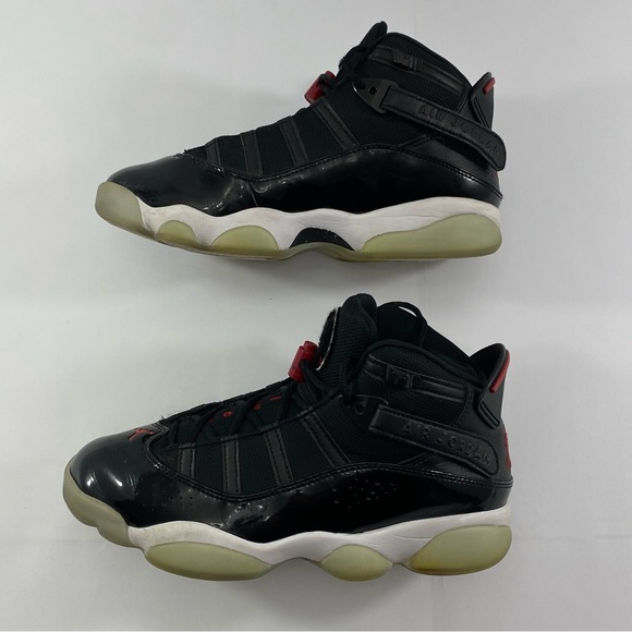 NIKE Air Jordan 6 Rings Men’s BlackVarsity Red Basketball Shoes 7.5 322992-064